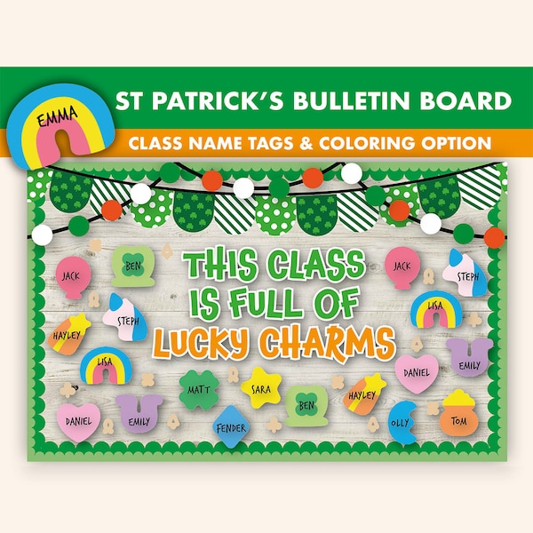 Lucky Charms Bulletin Board Kit || St Patricks Day Bulletin Boards Digital | St Patricks Bulletin Printable || St Patricks Classroom Decor