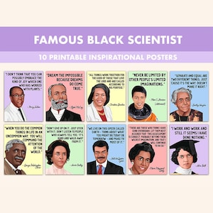 Black Scientist Printable Posters || 10 Inspiration Black Science Quote Posters for Classroom Pastel || Black History Month STEM Quotes