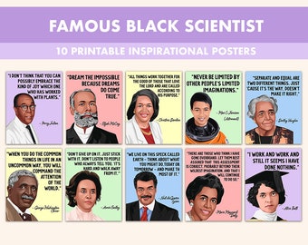 Black Scientist Printable Posters || 10 Inspiration Black Science Quote Posters for Classroom Pastel || Black History Month STEM Quotes