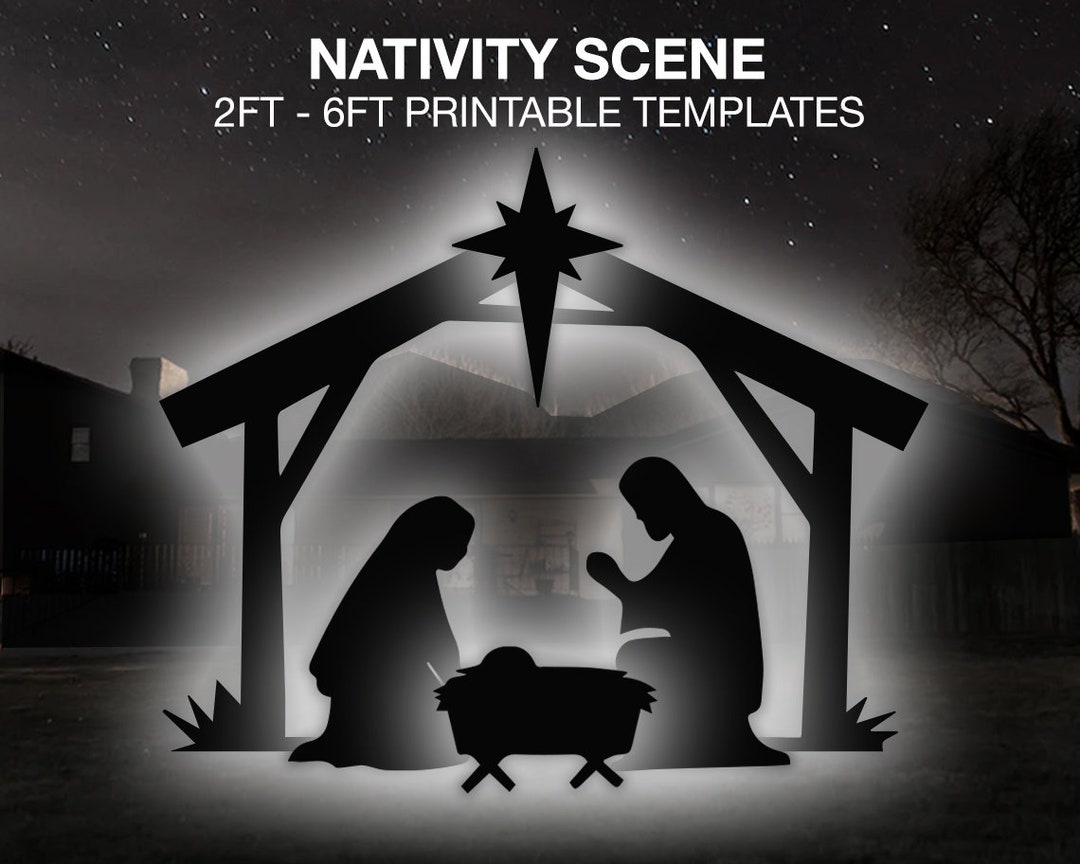 Christmas Nativity Template Printable Trace and Cut Nativity Silhouette