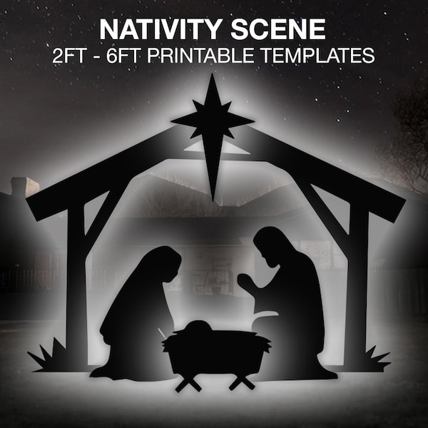 Christmas Nativity Template Printable || Trace And Cut Nativity Silhouette || Outdoor Christmas Stencils Yard Decor Christmas Decoration