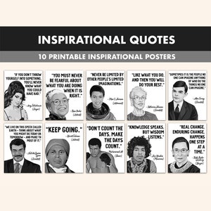 Inspirational Quotes Printable Posters || 10 Inspiration Quote Posters for Classroom B&W || Inspirational Quotes for Classroom Decor