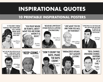 Inspirational Quotes Printable Posters || 10 Inspiration Quote Posters for Classroom B&W || Inspirational Quotes for Classroom Decor