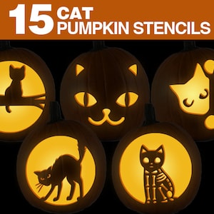 Cat Pumpkin Stencils || Printable Cat Pumpkin Carving Stancils Set || Kids Halloween Crafting