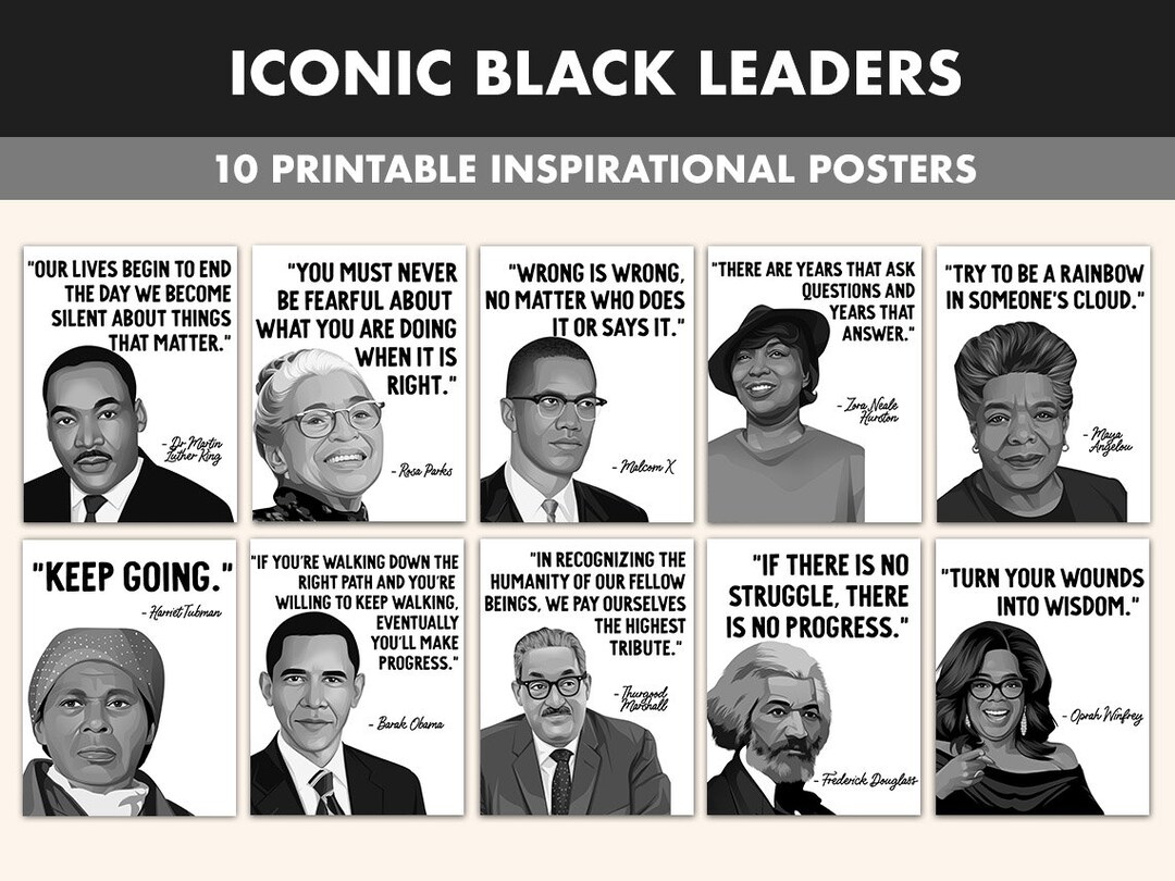 Famous Black Leaders Printable Posters 10 Inspiration Black Etsy