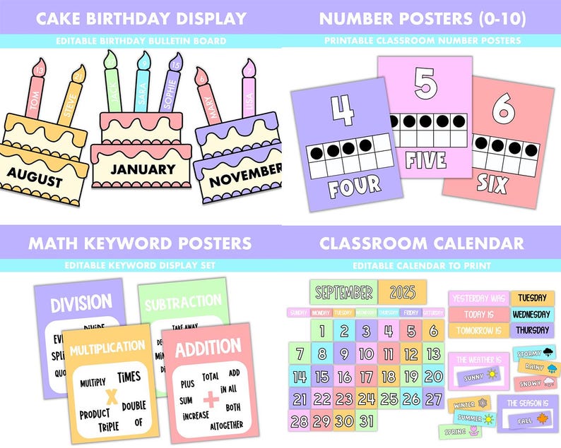 Dotty Pastel Classroom Decor Bundle || Editable Classroom Printable ...