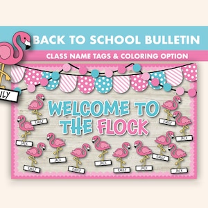 Back to School Bulletin Board Kit || Flamingo Bulletin Boards || September Bulletin Board Printable || Welcome Back Classroom Decor Flamingo