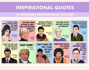 Inspirational Quotes Printable Posters || 10 Inspiration Quote Posters for Classroom Pastel || Inspirational Quotes for Classroom Decor