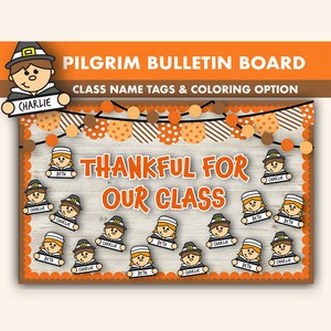 Pilgrim Bulletin Board Kit || Pinnwände Herbst Digital | Erntedank Bulletin Printable || Thanksgiving Klassenzimmer Dekor || November