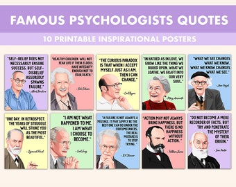 Famous Psychologists Printable Posters || 10 Iconic Psychologists Quote Posters for Classroom Pastel || Psychology Classroom Decor Wall Art