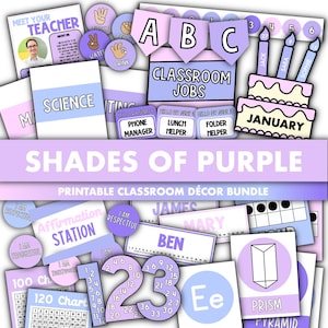 Shades of Purple Classroom Decor Bundle || Editable Classroom Printable ...