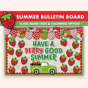 Strawberry Bulletin Board Kit || Summer Bulletin Boards Digital || May Bulletin Board Printable || End of Year Summer Classroom Decor