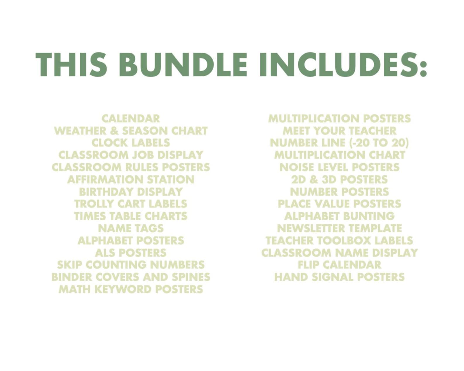 Greenery Classroom Decor Bundle || Editable Classroom Printable Display ...
