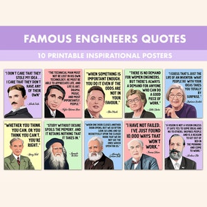 Engineering Printable Posters || 10 Inspirational Engineer Quotes Prints for Classroom Pastel || Engineering Classroom Decor Engineer Prints