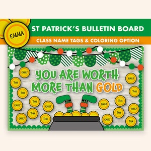 Leprechaun Bulletin Board Kit || St Patricks Day Bulletin Boards Digital | Gold Coin Bulletin Board Printable || St Patricks Classroom Decor