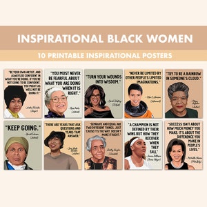 Black Women Printable Posters || 10 Inspiration Black Women Quote Posters for Classroom Boho || Black History Month Inspirational Quotes