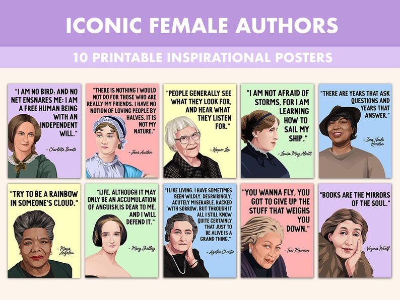 Female Authors Printable Posters 10 Inspiration Woman - Etsy