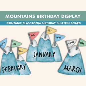 Kit de tableau d'affichage anniversaire montagne || Tableaux d'affichage d'anniversaire || Tableau d'affichage sur la montagne imprimable | Décoration de classe d'anniversaire