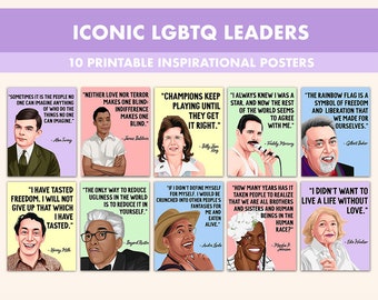 LGBTQ Quotes Printable Posters || 10 LGBT Posters for Classroom Decor Pastel || Inspirational LGBT History Month Prints Art Pride Month