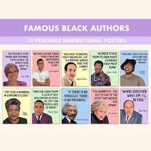 Famous Black Authors Printable Posters | 10 Inspiration Black Author Quote Posters for Classroom Pastel | Back Literary Quotes Black History