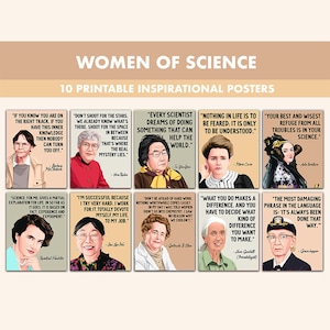 Poster stampabili di donne scienziate famose // 10 donne ispiratrici in poster con citazioni STEM per aula Boho // Poster di scienziate famose