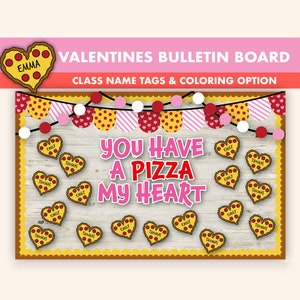 Pizza Valentines Day Bulletin Board Kit || Valentines Bulletin Boards || Pizza Bulletin Board Printable | Valentines Classroom Decor