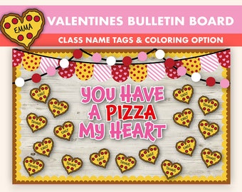 Pizza Valentines Day Bulletin Board Kit || Valentines Bulletin Boards || Pizza Bulletin Board Printable | Valentines Classroom Decor