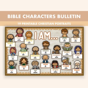 Boho Bible Characters Bulletin Board || 19 Printable Christian Classroom Decor Boho || Christian Bulletin Board Kit