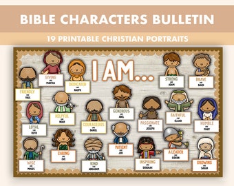 Boho Bible Characters Bulletin Board || 19 Printable Christian Classroom Decor Boho || Christian Bulletin Board Kit