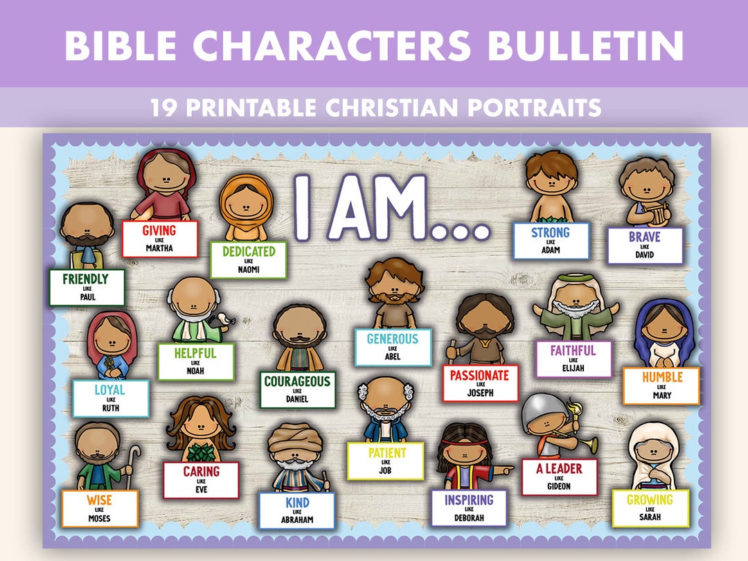 Pastel Bible Characters Bulletin Board 19 Printable Christian Classroom