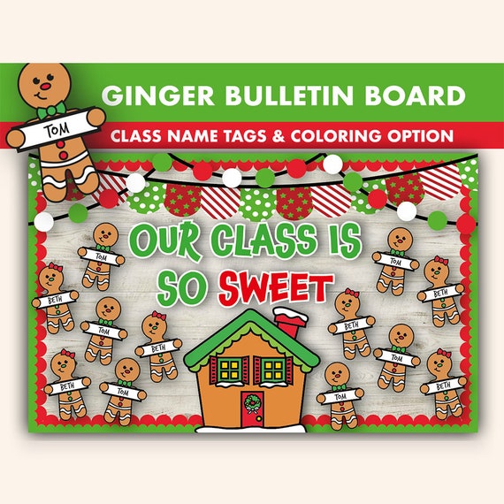 Gingerbread Bulletin Board Kit Christmas Bulletin Boards Digital Christmas Bulletin Printable Christmas Classroom Decor December Etsy