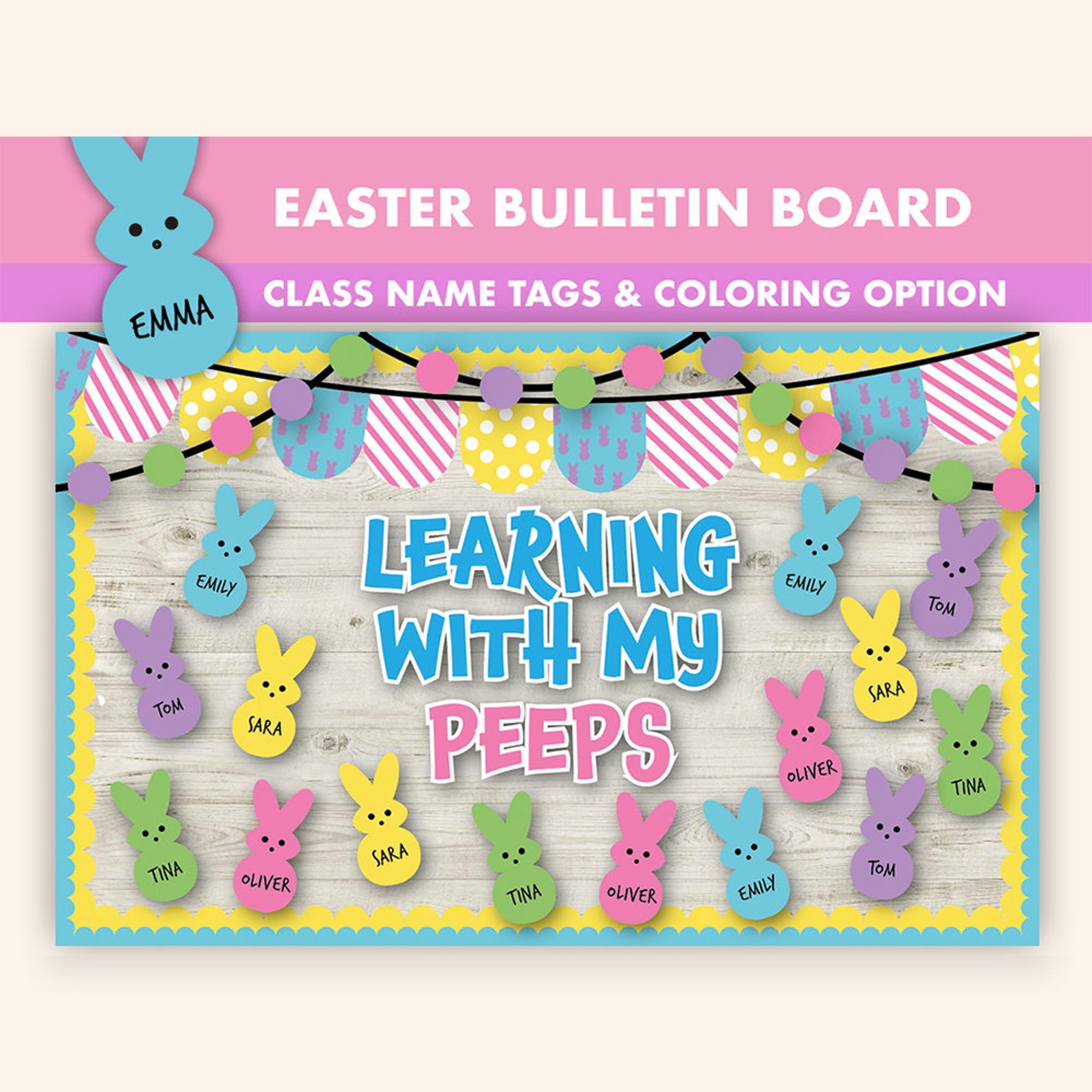 Peeps Easter Bulletin Board Kit || Spring Bulletin Boards Digital ...