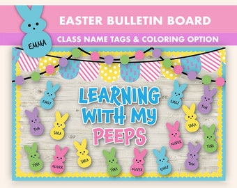 Peeps Easter Bulletin Board Kit || Spring Bulletin Boards Digital || Peeps Bulletin Board Printable || Happy Easter My Peeps Classroom Decor