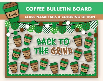Back to the Grind Bulletin Board Kit || Coffee Bulletin Boards Digital || Coffee Bulletin Board || Coffee Classroom Decor || Back to School