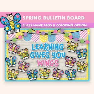 Butterfly Bulletin Board Kit || Spring Bulletin Boards Digital | Learning Bulletin Board Printable | Spring Classroom Decor | Spring Display