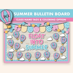 Hot Air Balloon Bulletin Board Kit || Summer Bulletin Boards Digital || April Bulletin Board Printable || Summer Classroom Decor