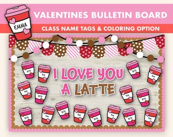 Latte Pinnwand-Set Zum Valentinstag – Kaffeetassen & Herzen, Dekoration Für Klassenzimmer & Zuhause