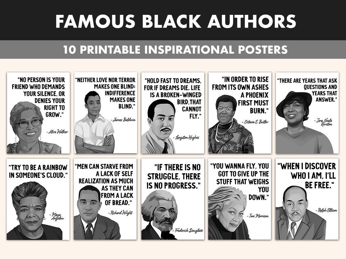 Famous Black Authors Printable Posters 10 Inspiration Black Etsy