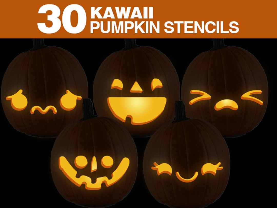 Kawaii Pumpkin Stencils Printable Kawaii Pumpkin Carving