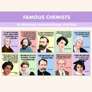 Famous Chemists Printable Posters || 10 Inspiration Chemistry Quote Posters for Classroom Pastel || Famous Scientists Posters || Chemistry