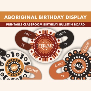 Aboriginal Birthday Bulletin Board Kit || Birthday Display Bulletin Boards || Australian Bulletin Board Printable | Birthday Classroom Decor