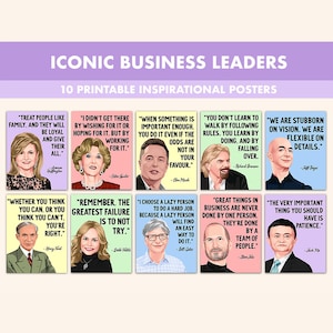 Berühmte Geschäftsleute druckbare Poster || 10 Inspiration Entrepreneurs Zitat Poster für Klassenzimmer Pastell || Kultige Entrepreneur Prints