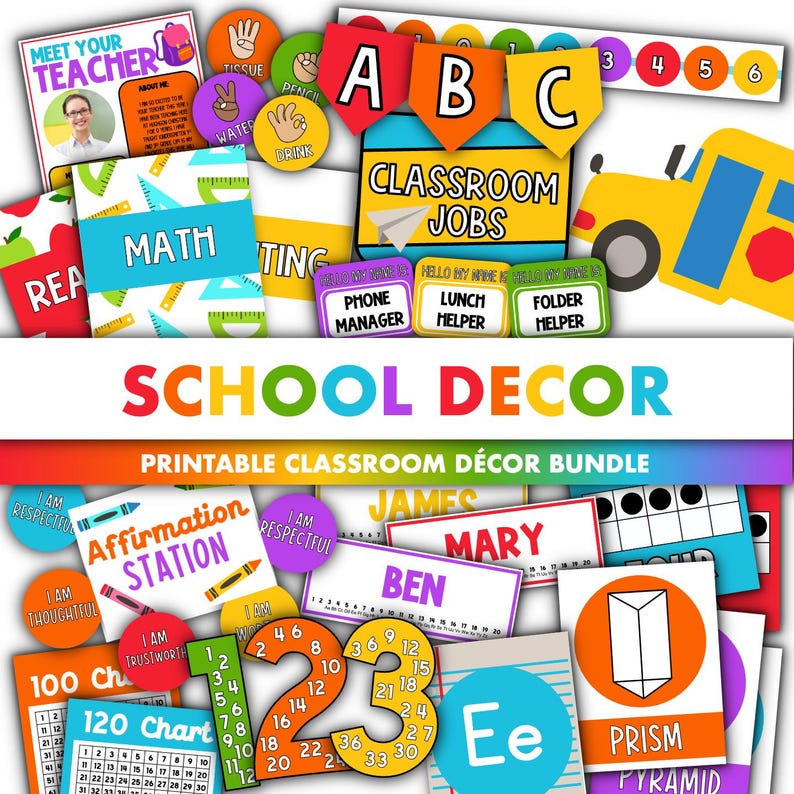 School Classroom Decor Bundle || Editable Classroom Printable Display ...