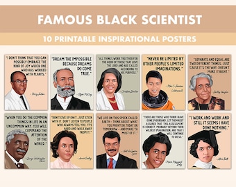 Schwarzer Wissenschaftler druckbare Poster || 10 Inspiration Schwarze Wissenschaft Zitat Poster für Klassenzimmer Boho || Schwarzer Geschichtsmonat STEM Zitate