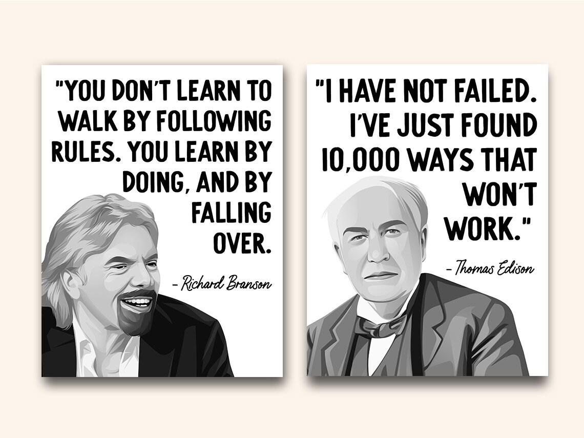 Famous Growth Minset Quotes Printable Posters || 10 Growth Mindset Prints  for Classroom Decor B\u0026W || Growth Mindset Posters Empowering - Etsy, image size:1140x855
