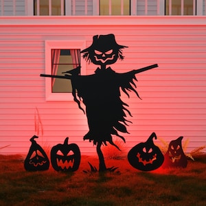 Scarecrow Halloween Template Printable || Trace And Cut Halloween Silhouette || Outdoor Halloween Stencils Yard Decor Halloween Scarecrow
