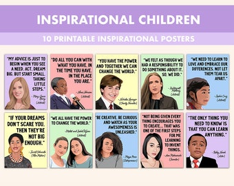 Inspirational Children Quotes Printable Posters || 10 Inspiration Kids Posters for Classroom Decor Pastel || Inspirational Young People