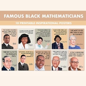 Black Mathematicians Printable Posters | 10 Inspiration Black Math Quote Posters for Classroom Boho | Black History Month Art Quotes
