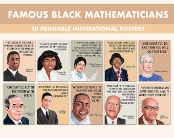 Black Mathematicians Printable Posters | 10 Inspiration Black Math Quote Posters for Classroom Boho | Black History Month Art Quotes