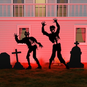 Zombie Halloween Template Printable || 7ft Trace And Cut Halloween Silhouette || Outdoor Halloween Stencils Yard Decor Zombie grave yard